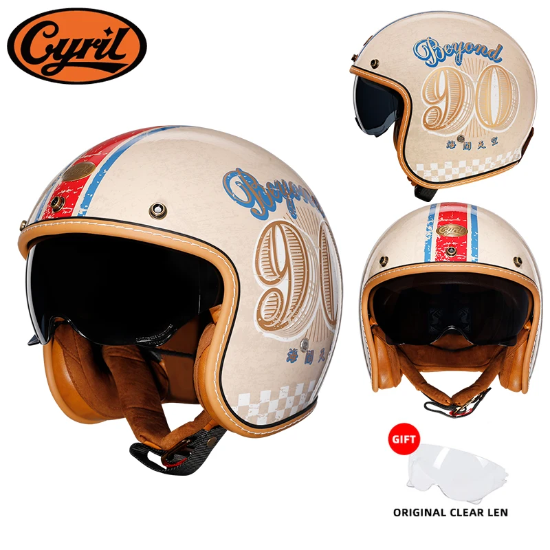Vintage Open Face Motorcycle Helmet DOT ECE Approved Lightweight Adult  Retro Jet Helmet for Men Women Casco Moto 3/4 CYRIL B206 - AliExpress