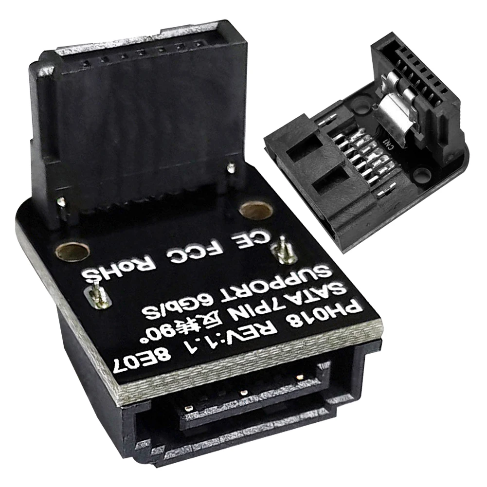 SATA 7Pin Female To 7pin Male Adapter 90 Degree SATA Adapter 6Gbps Connector Up /Down Mainboard Motherboard for Desktops SSD HDD