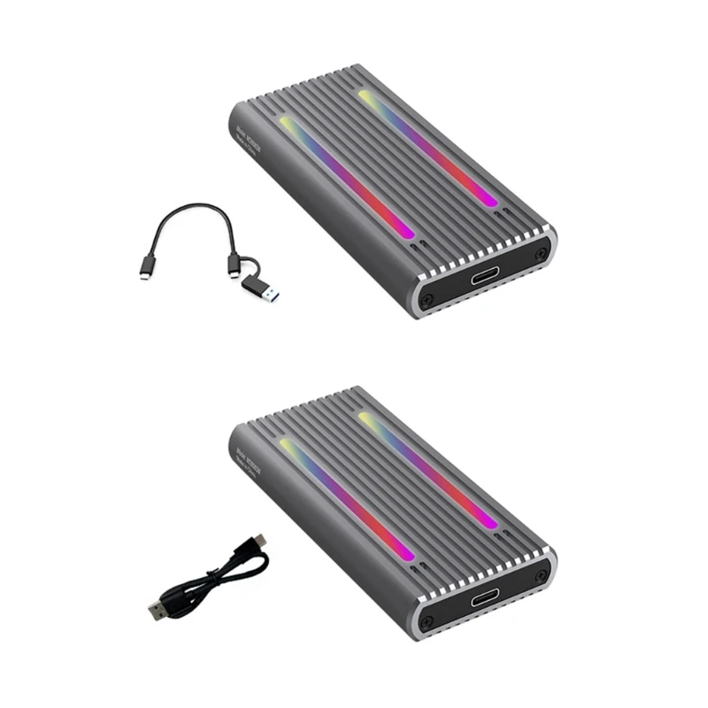 

RGB Colorful .2 SSD Enclosure Portable AluminumAlloy ExternalHard Case