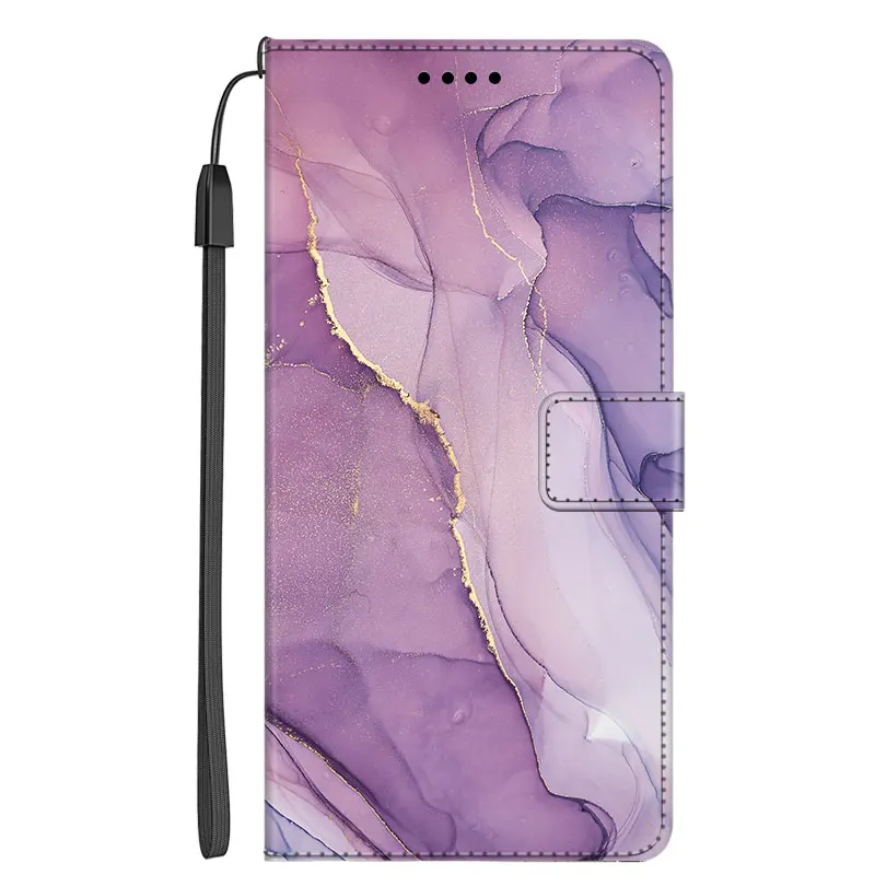 Luxury Marble Leather Flip Wallet Phone Case with Stand and Book Cover Design