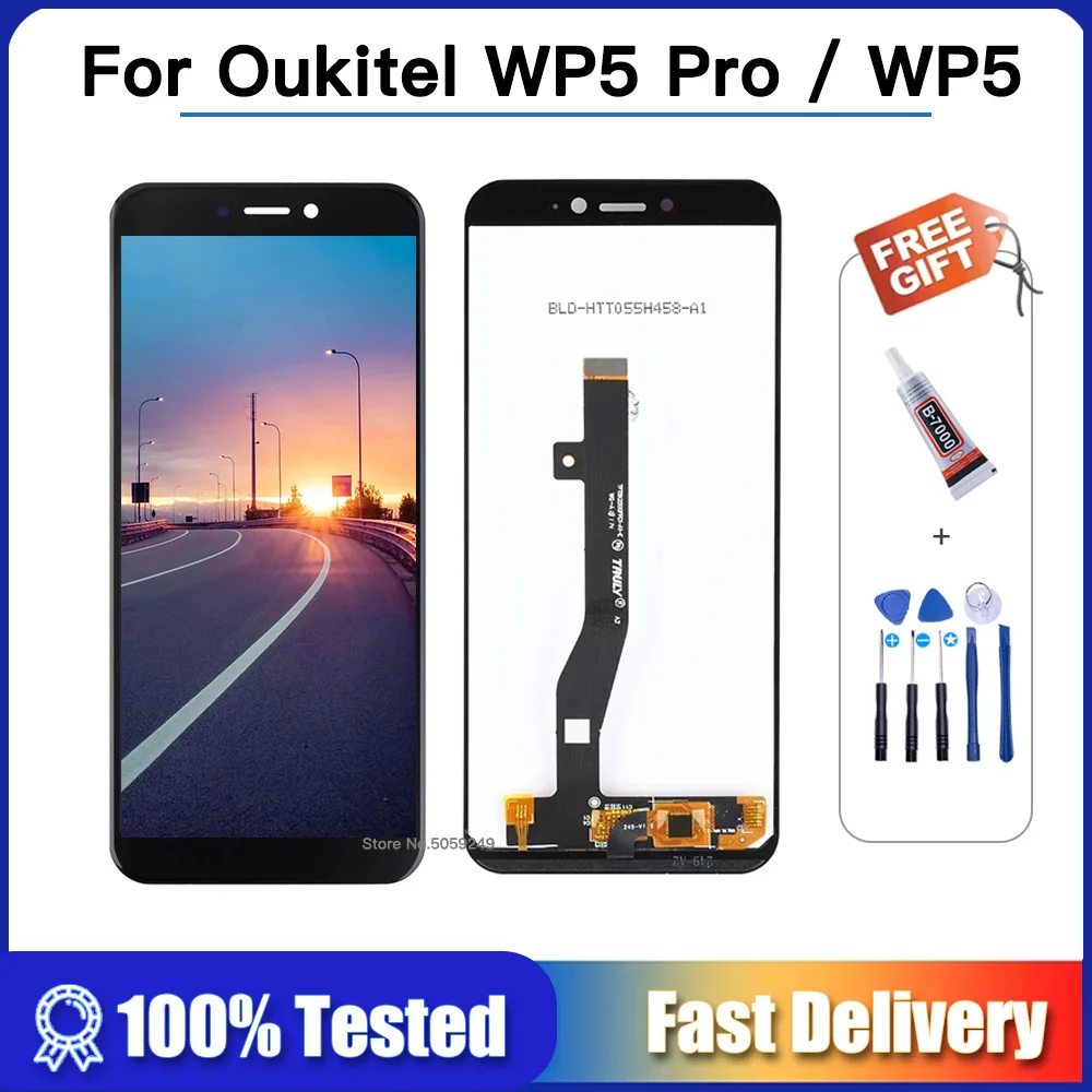 

5.5" Original for Oukitel WP5 LCD Display + Touch Screen Digitizer Assembly Replacement for Oukitel wp5 pro Phone lcd glue tools