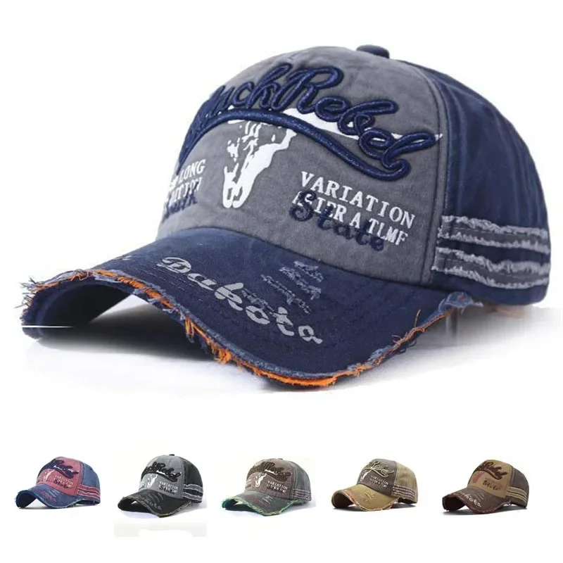 Men's Vintage Sport Embroidered Distressed All-Matching Sun-Proof Baseball Running Hiking Golf Tennis Cap Korean Version baseball hat tennis caps golf hat