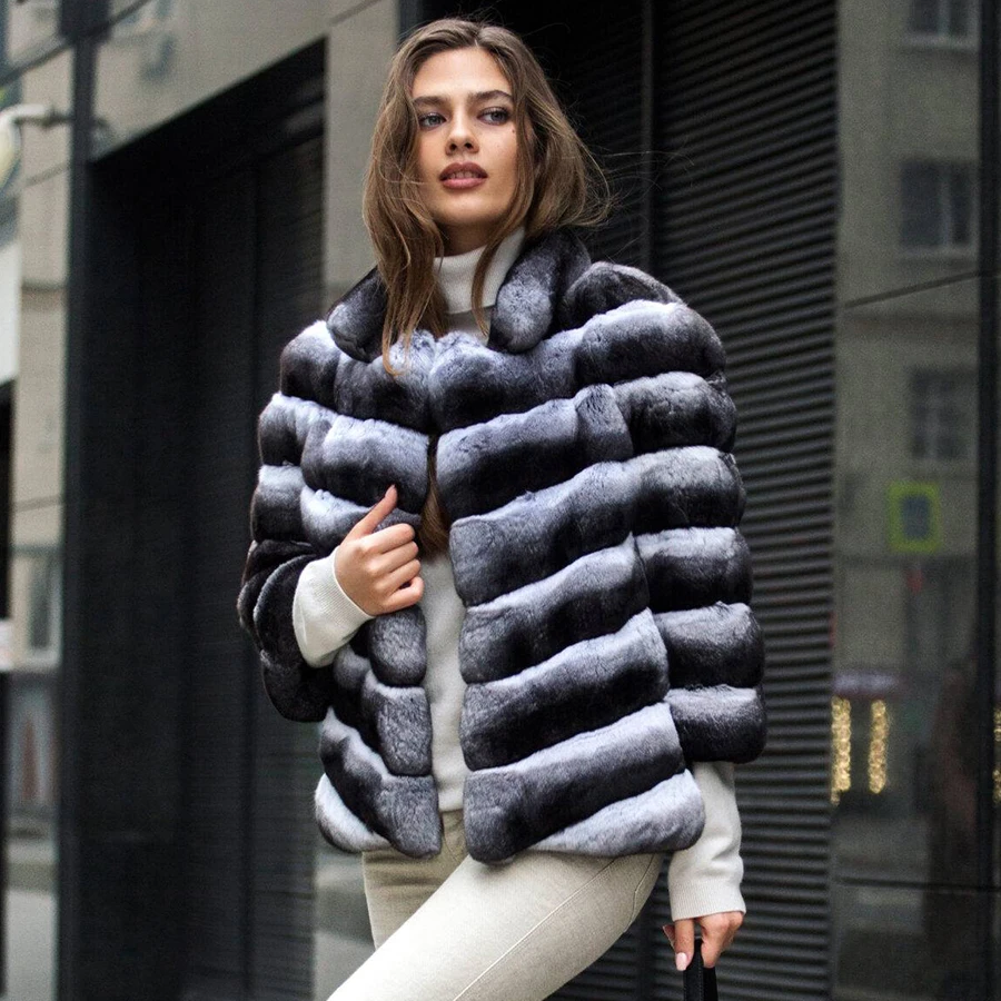 

Real Fur Coats Womens Rex Rabbit Fur Coat Winter Jackets For Women 2024 Chinchilla Fur Coat Women Best Selling Clothes For Women