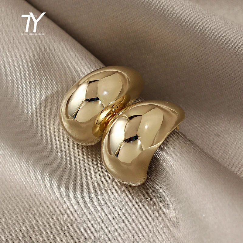 Pea Shaped Copper Alloy Gold Color Drop Earrings Woman 2025 Korean Fashion Jewelry Goth Party Girls Unusual Accessory drop earrings long earrings golden earrings dome teardrop earrings