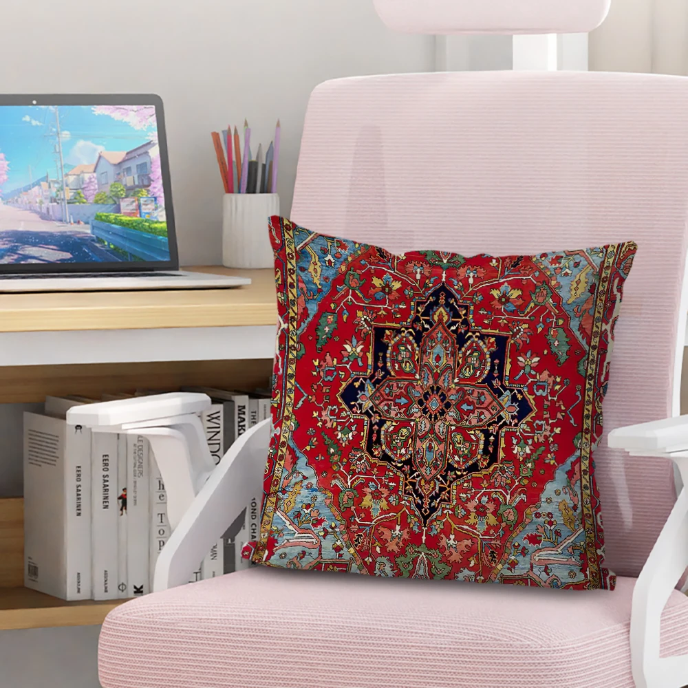 Description Picture 5 of itemPersian Rug Pattern Pillowcase Living Room Sofa Cushion Cover Fashion Decorative Home Decor 45X45cm Two Sides Short Plush
