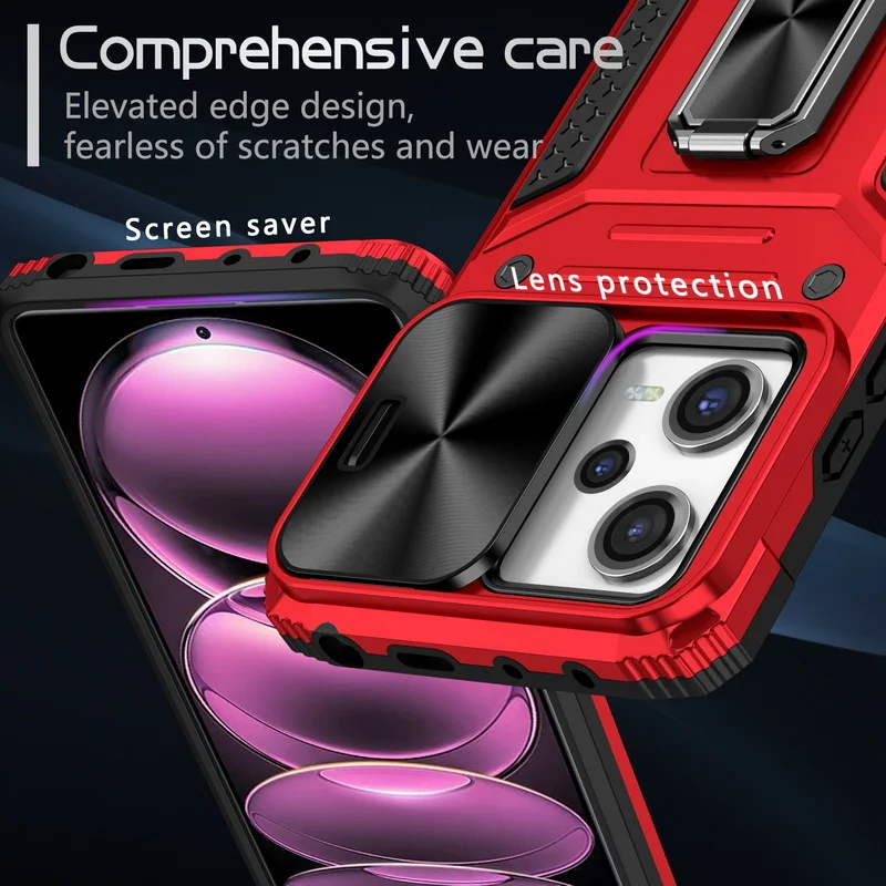 Slide Push Window Kameraschutzhülle für Xiaomi Redmi Note 12 11 Mi Poco X5 Pro Rüstung Magnetringhalter Ständer_voghion.com