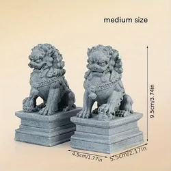 Elegant Foo Dogs Guardian Lion Statues - Feng Shui Decorative Figurines for Home, Office, or Cafe Decor (Medium (2Pcs))
