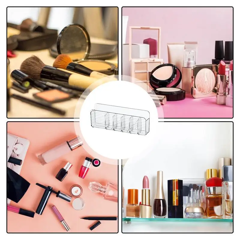 Makeup Wall Organizer Waterproof Cutout Wall-mounted Makeup Organizer Transparent Cosmetics Tray Home Organization Bin 5