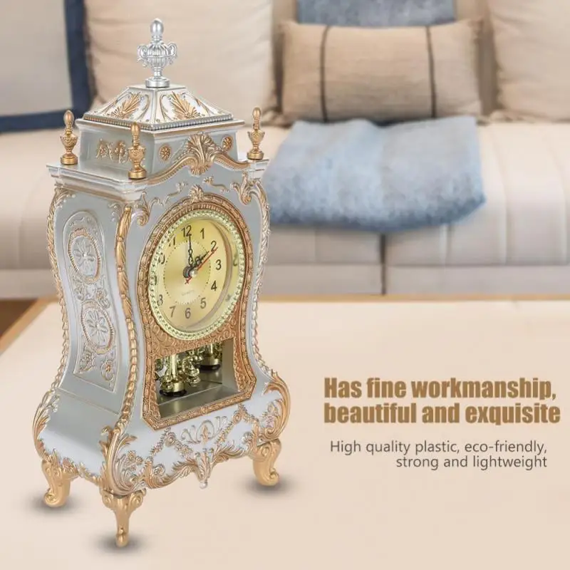 European Desk Antique Vintage Alarm Clock 12 Music Time Living Room Decoration Desk Clock Sweep Stopwatch