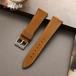 Luxurious Crazy Horse Leather Wristband Bracelet - Comfortable Watch Strap Accessory - 22mm (Light brown)