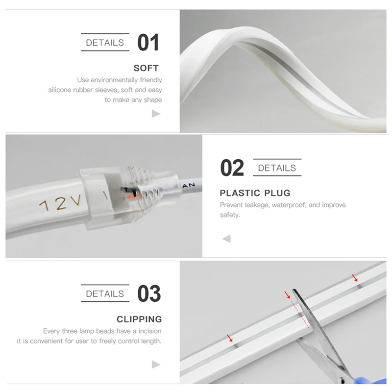 센서 LED 캐비닛 주방 조명 자동 스위치, 방수 옷장 캐비닛 DIY 조명 스트립-EU 플러그