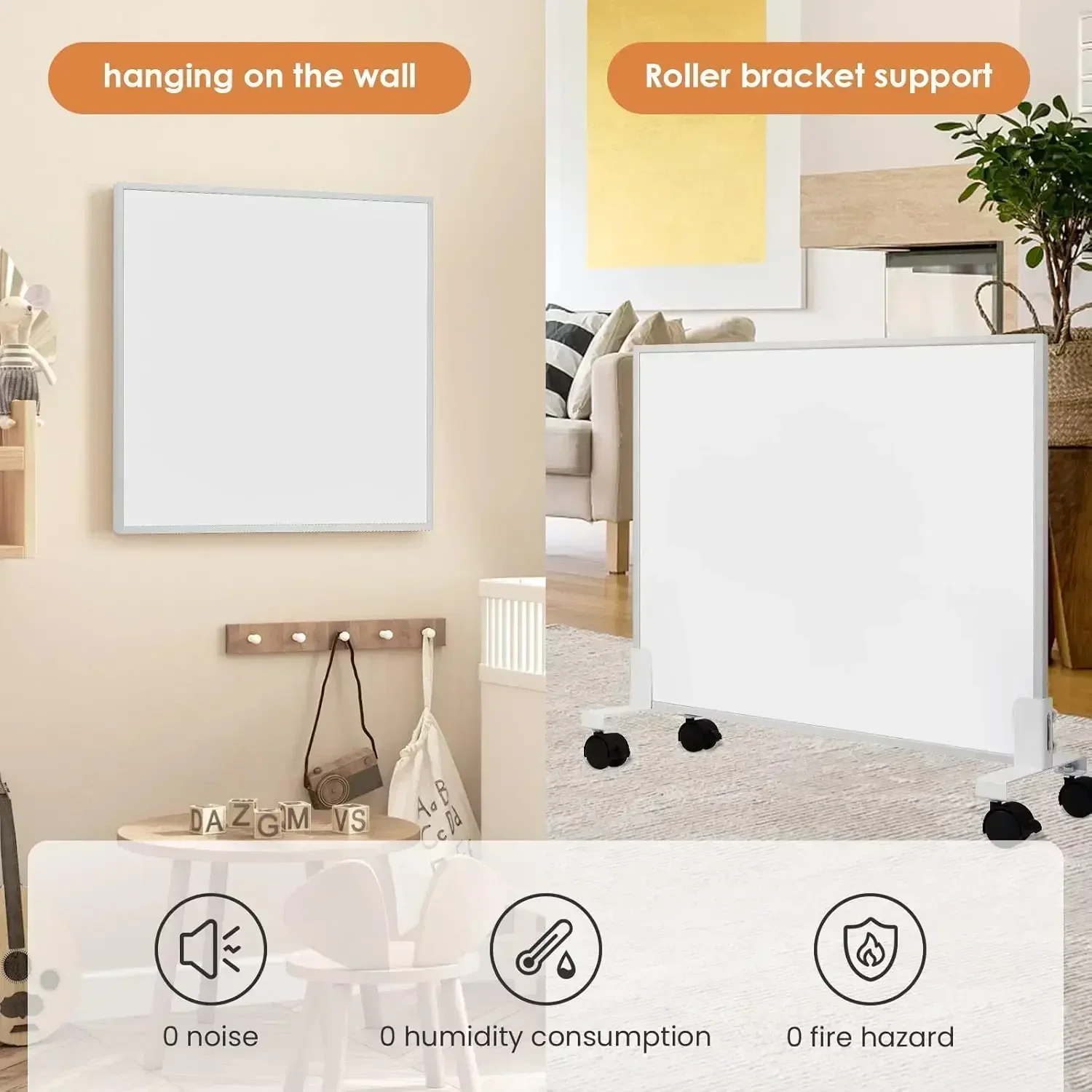 T-450W indoor space infrared heating plate made of flame-retardant material, fast and safe, wall mounted or bracket mounted