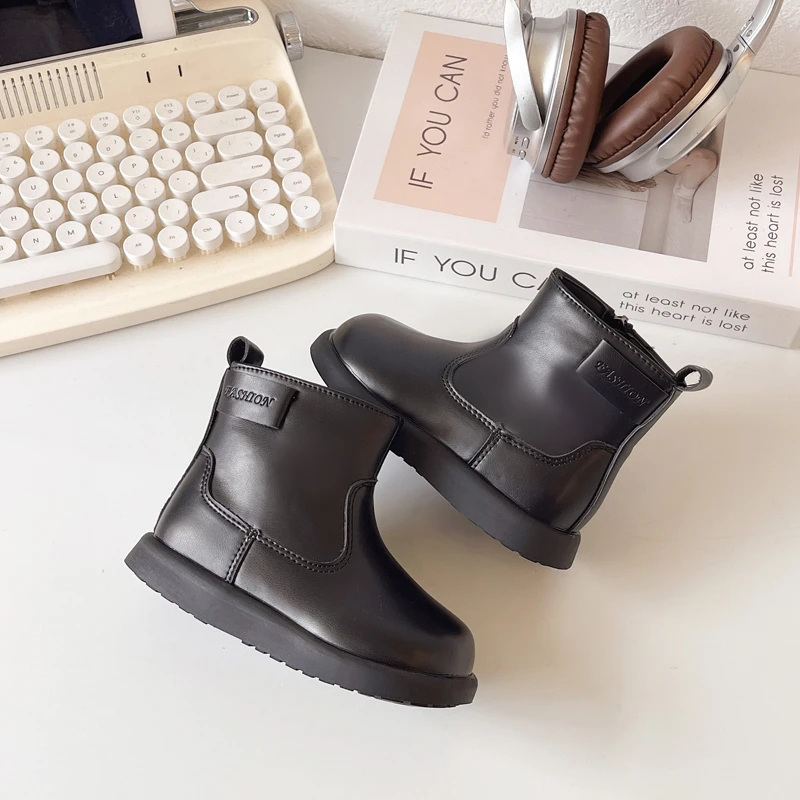 Leather Ankle Boots for Girls Winter School Shoes