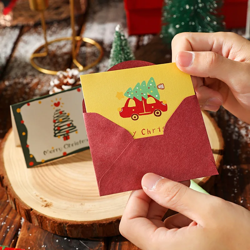 

10pcs Merry Christmas Mini Greeting Cards Kids New year Gift Cards Natal Navidad 2022 Xmas Christmas Party Decorations Postcard