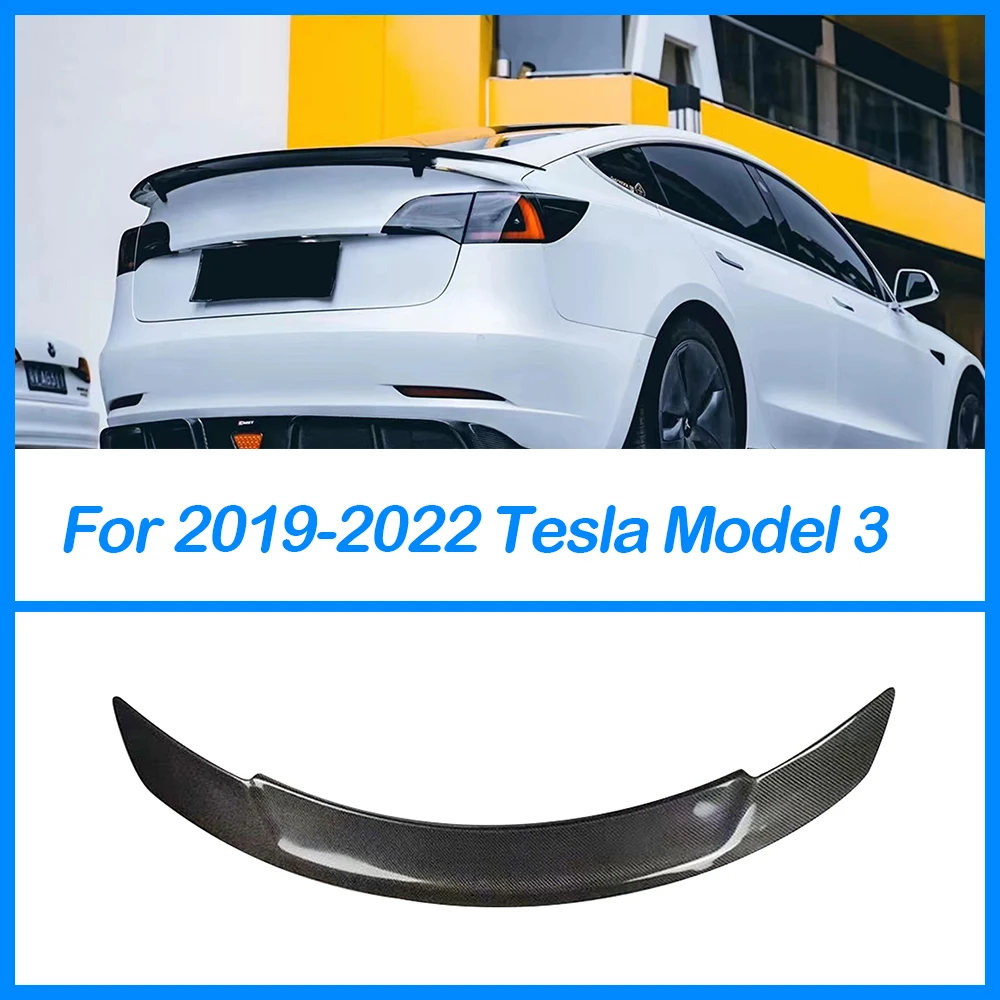 For Tesla Model 3 2019 20212022 GT Style Spoiler Suitable High Quality Real  Matte Carbon Fiber Rear Spoiler Trunk Lid Auto Parts