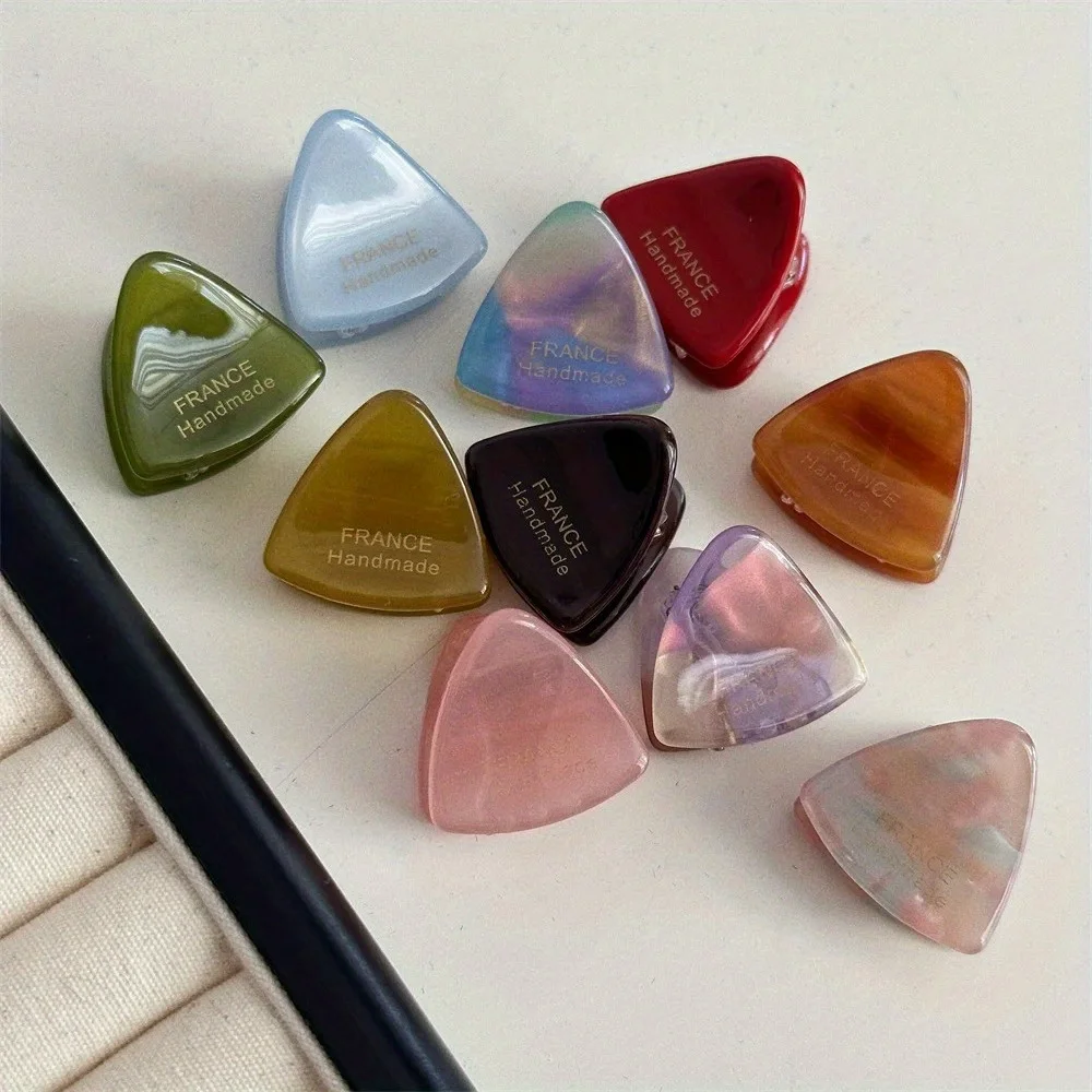 Nuevos mini pasadores de acetato triangulares pequeños y sólidos para mujer, modernos y versátiles, accesorios para el cabello de niñas, adornos para el cabello._voghion.com