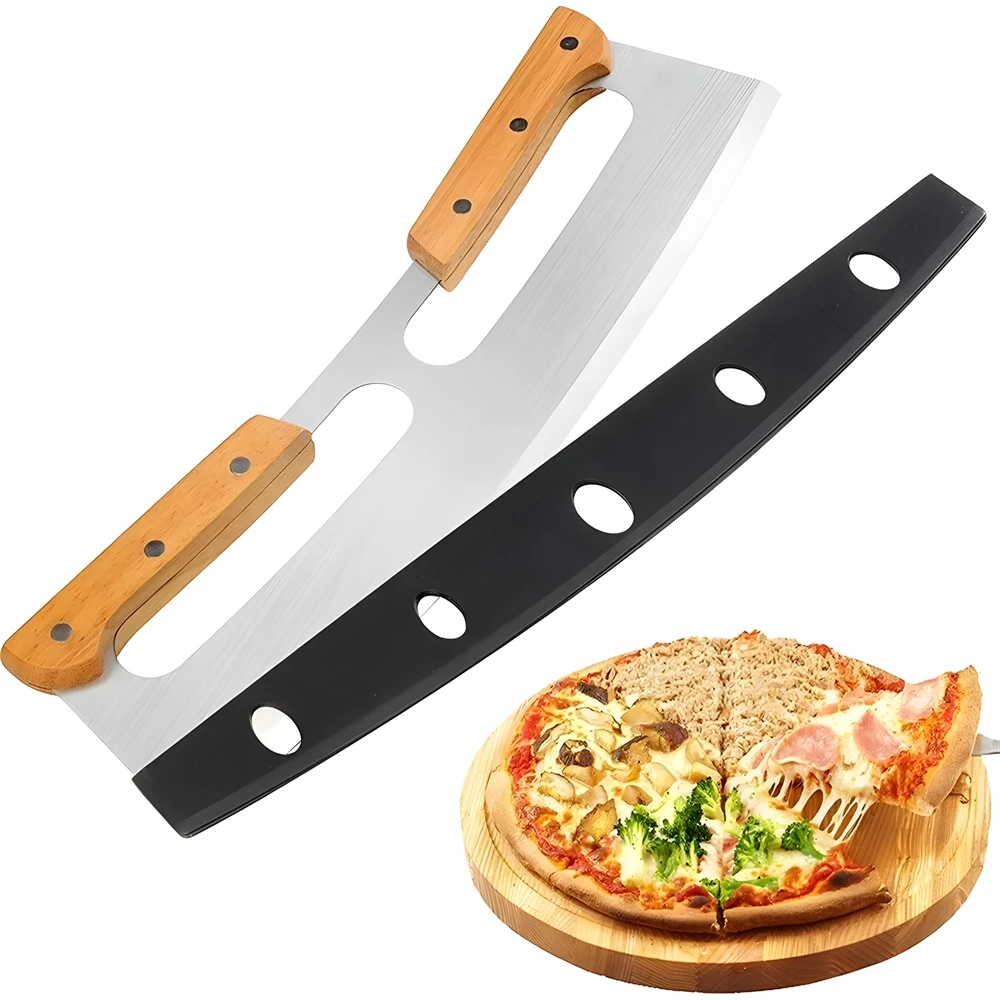 Pizza Knife Stainless Steel Pizza Slicer Rocker Blade Knife Cutters with Protective Cover Baking Tool Kitchen Tools