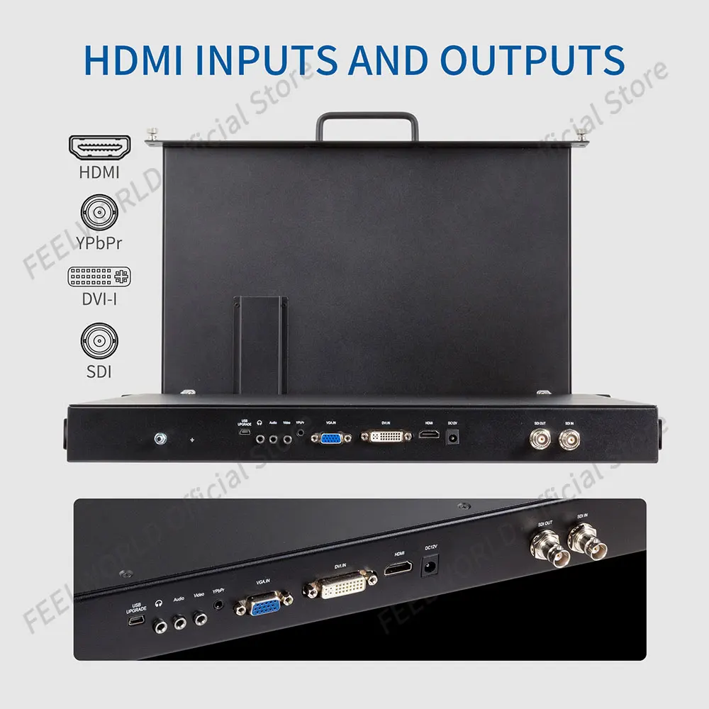 SEETEC 17.3 Inch 1RU Pull Out Rack Mount Broadcast Director Monitor Full HD 1920x1080 SC173-HD-56 for Peaking Focus Assi