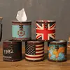 Large Cylindrical Rice Flag Roll Tissue Box European Creative Home Retro Napkin Box Car Napkin Holder Car Tissue Holder 1