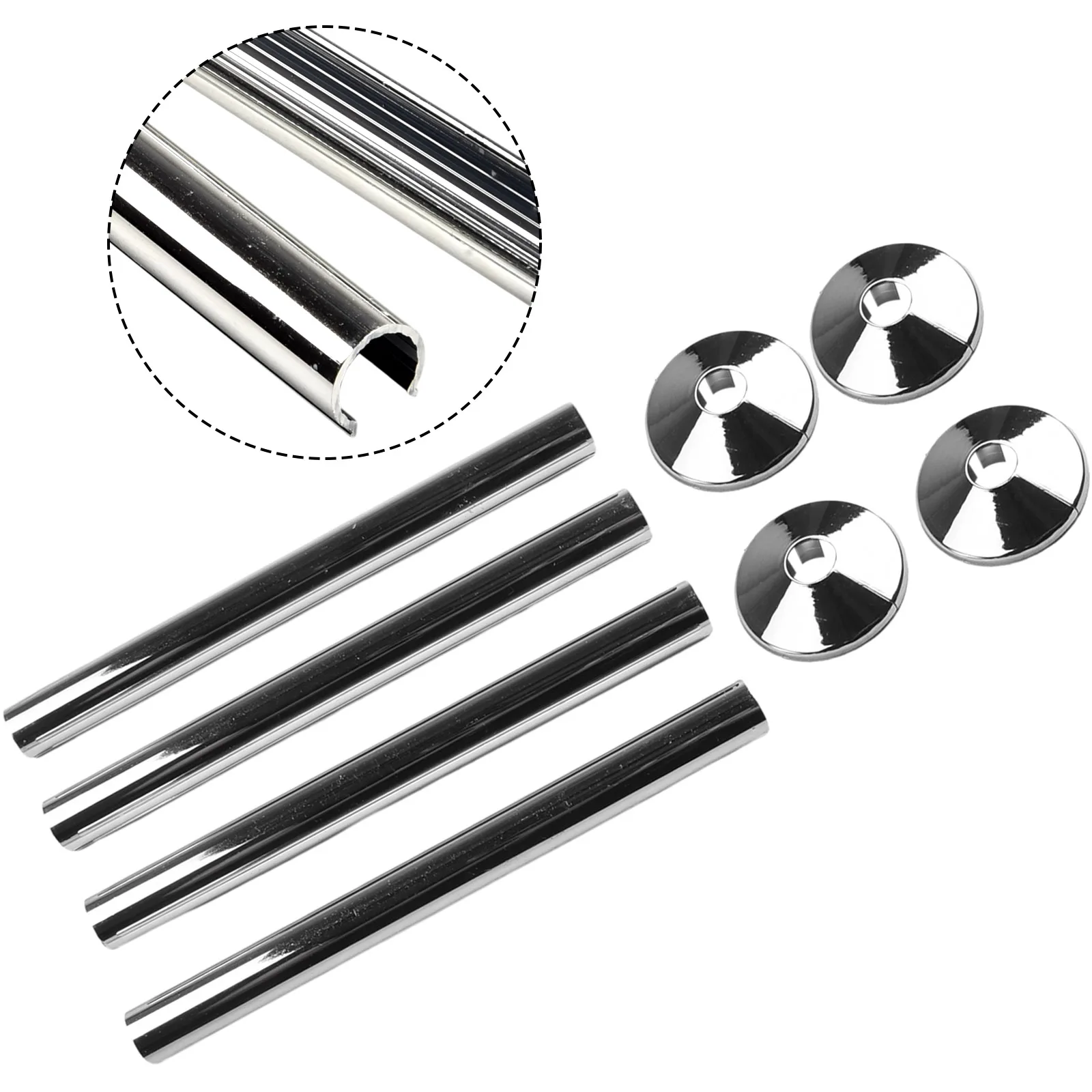 

8pc Pipes Radiator Pipe Covers Sleeve 15mm Collars Cut Fit Bathroom Chrome Effec Pipeline Decorative Ring Fittings Accessories