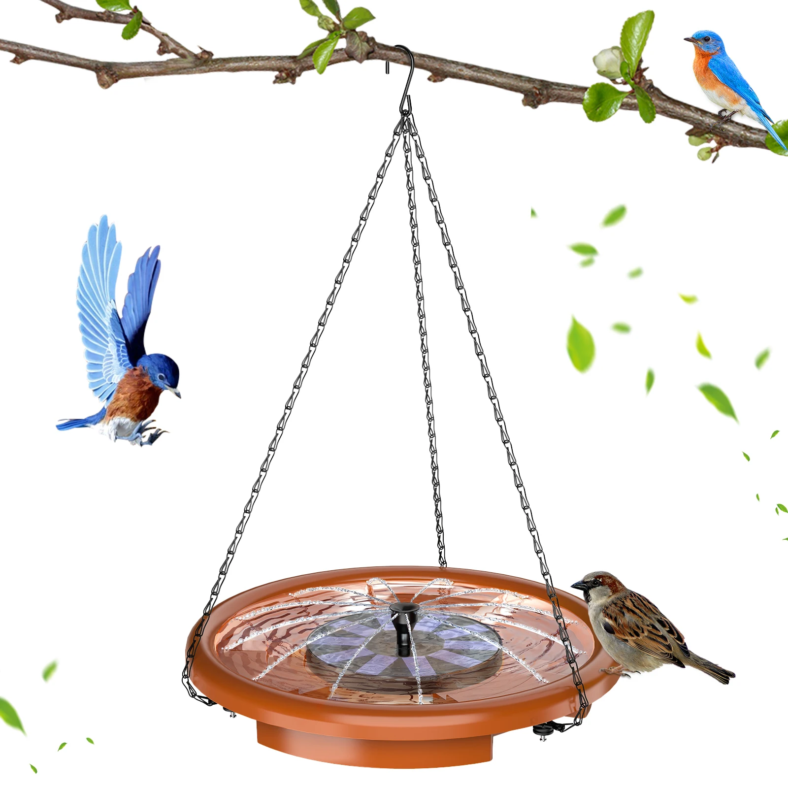 12 Inch Bird feeder Hanging Bird Bath with fountain Outdoor Bird