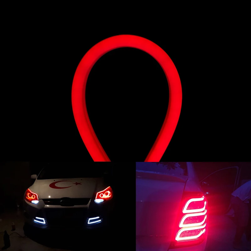 รูปสินค้า แถบไฟ LED แต่งรถ 2 ชิ้น ยืดหยุ่น 12V สัญญาณเลี้ยวกลางวัน