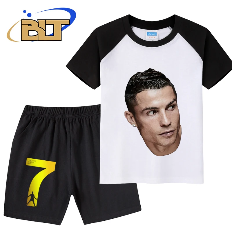 

Детская одежда с принтом Роналду Аватара, летний комплект детской футболки, шорты из чистого хлопка с коротким рукавом, комплект из 2 предметов