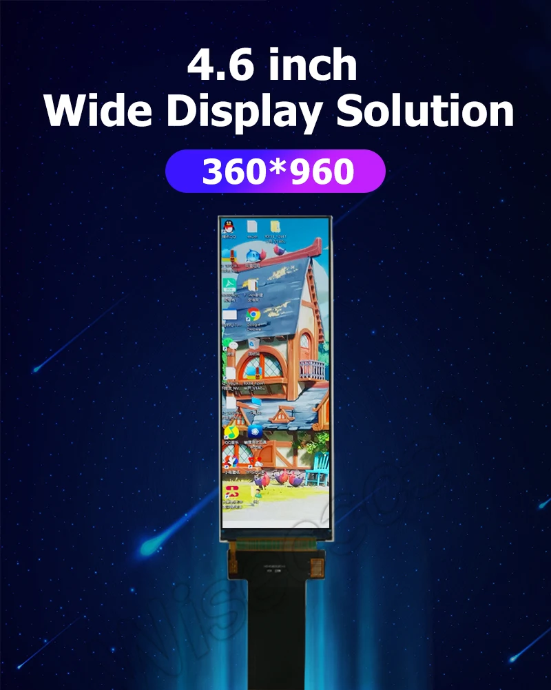 faixa longa ultrawide, porta SPI RGB, placa