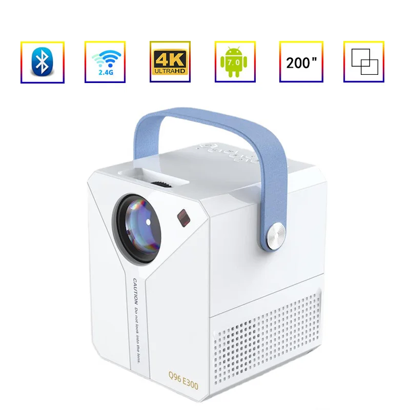 Portable Projector E300 Projector 4K 3D Android 7.0 RK3128 Smart Projector Portable LED WIFi 4G BT 5.0 120 ANSI Home Theaters projector