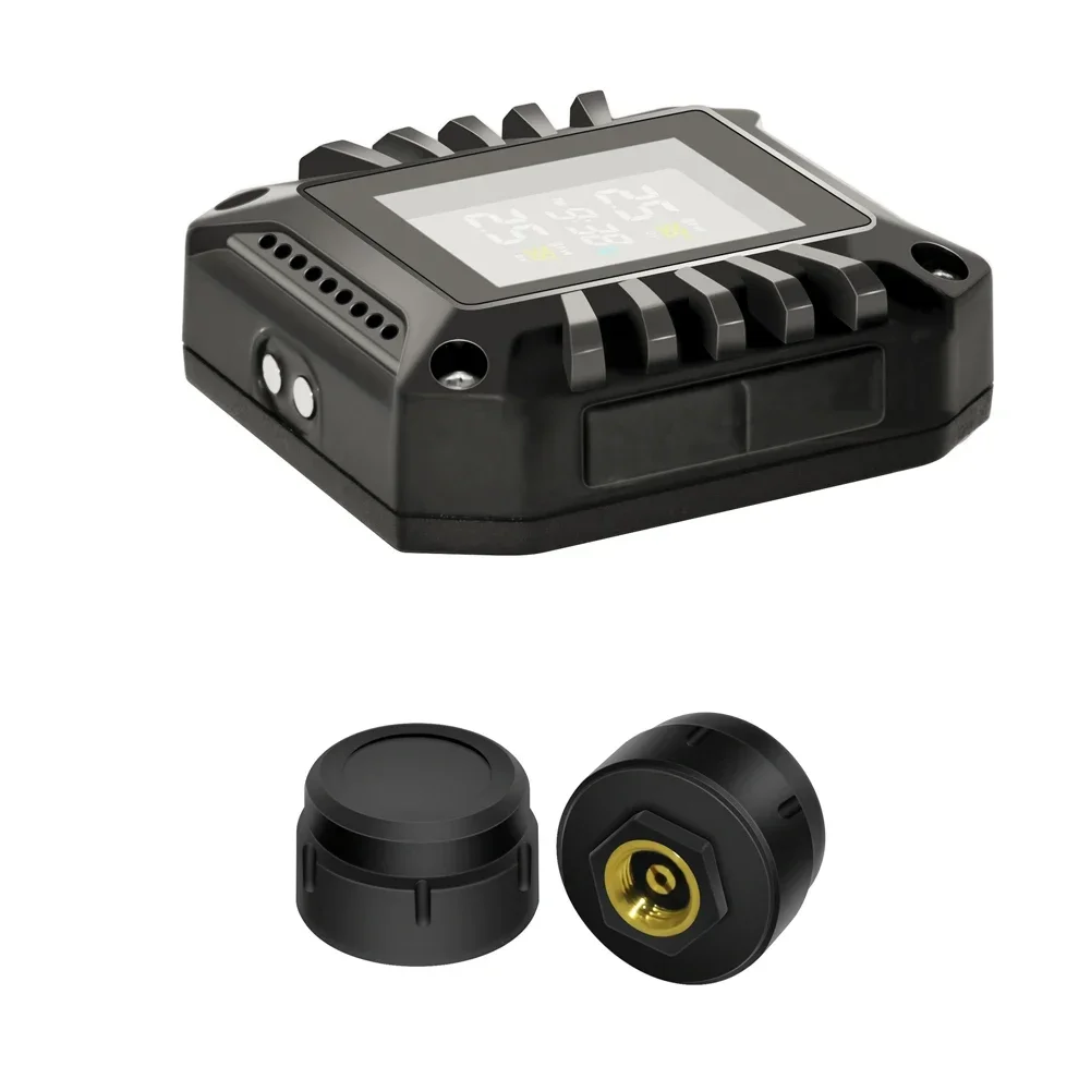Wireless Motorcycle TPMS 2 External Sensors Motorbike Tire Pressure Monitoring Tyre Temperature Alarm System with Time Display