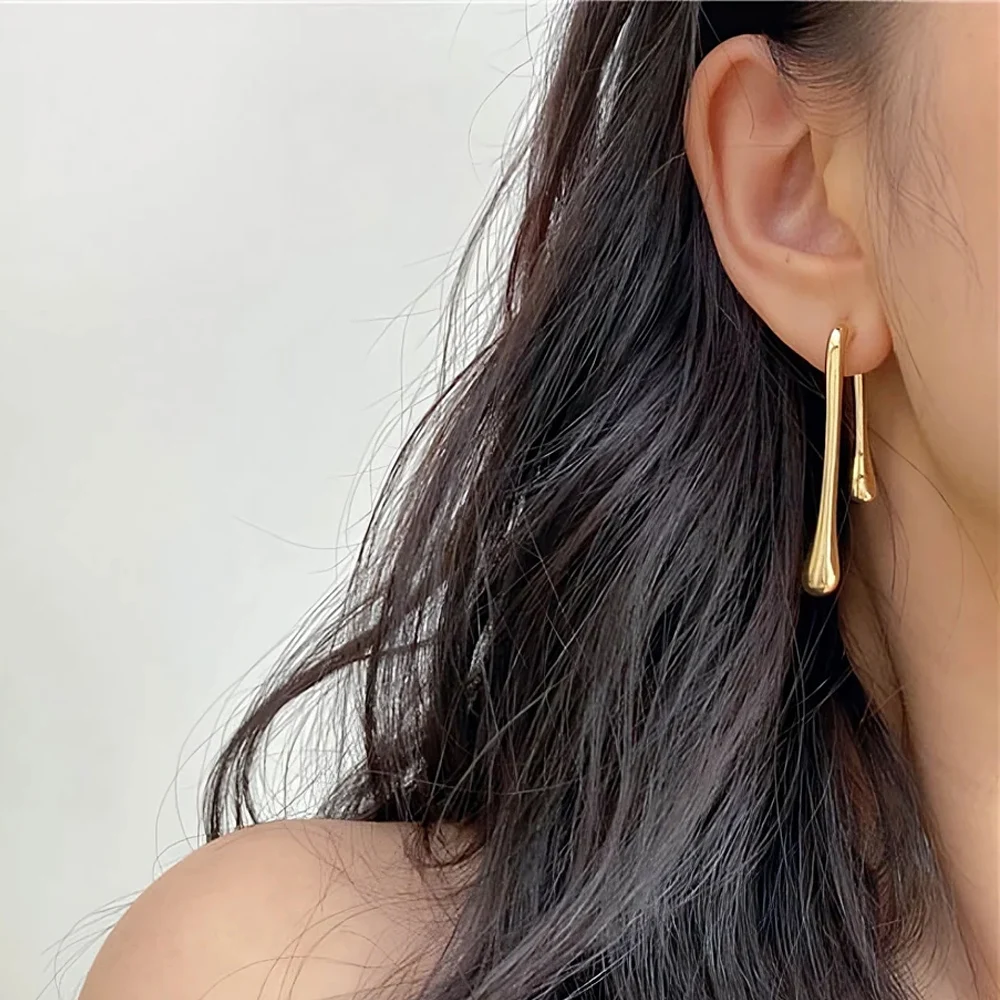 Exquisite Dripping Shape Irregular Dangle Earrings For Women Gold Plated Metal Waterdrop Melted Liquid Stud Hiphop Ear Jewelry