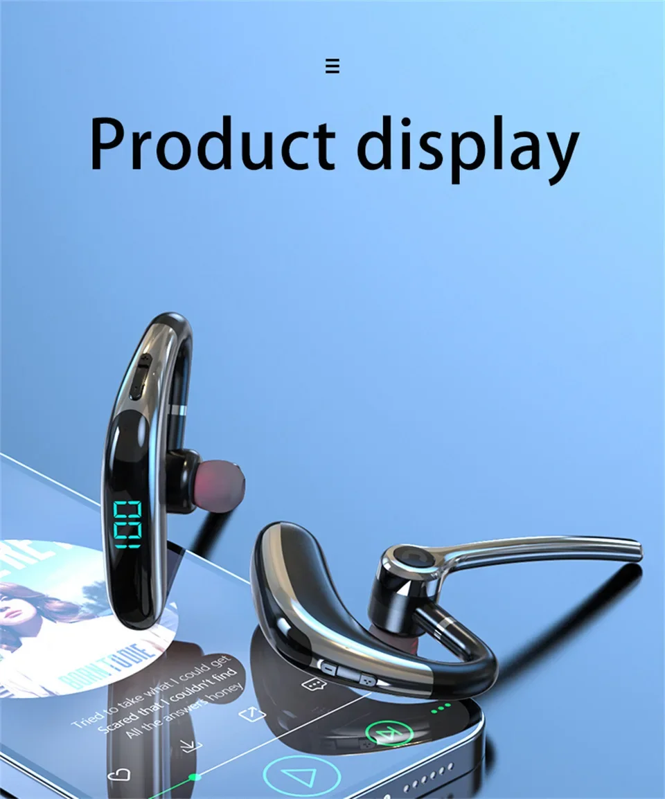 Wireless Headphones Single Ear Bluetooth Earphone With Microphon Noise Cancelling Talking Headset Busines Auriculares Driving
