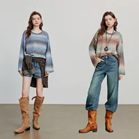 TOYOUTH Women Knitted Shirt 2025 Autumn New Round Neck Gradient Mohair Lightweight Woolen Pullover Tops - Image 5