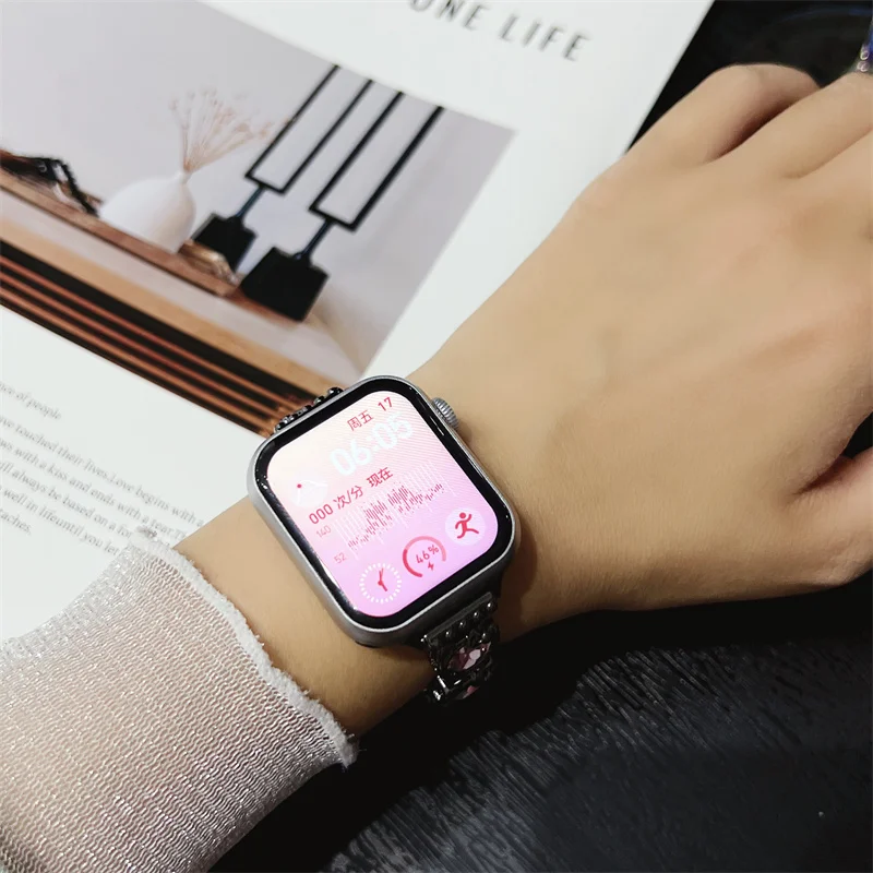 Jewelry strap For Apple Watch ultra band 49mm 45mm 41mm 38mm 42mm Diamond Bracelet correa iWatch Series 8 7 6 5 4 3 SE 40mm/44mm