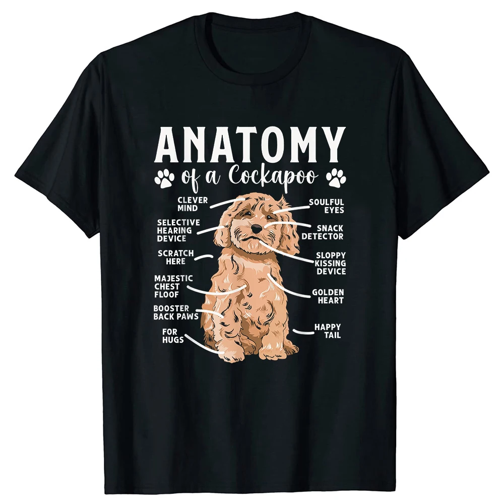 Anatomie eines Cockapoo-Hundes – T-Shirts für Männer und Frauen aus reiner Baumwolle, humorvolles Streetwear-T-Shirt, kurzärmelig, Unisex, lockere Kleidung