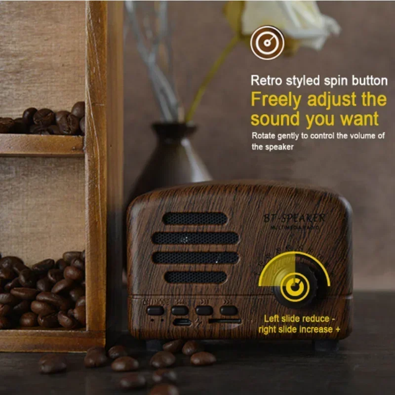 BT01 Retro Bluetooth5.0 Speaker Wooden Old Fashioned Classic Style Strong Bass Enhancement Loud Volume Sound Box With FM Radio 3
