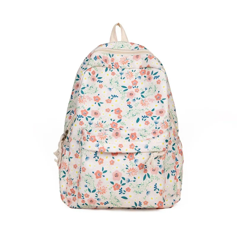 Backpack Korean Style Girl Floral Sweet Cute Campus Fashion Small Fresh Travel Backpack Large Capacity Zipper Commute All-match