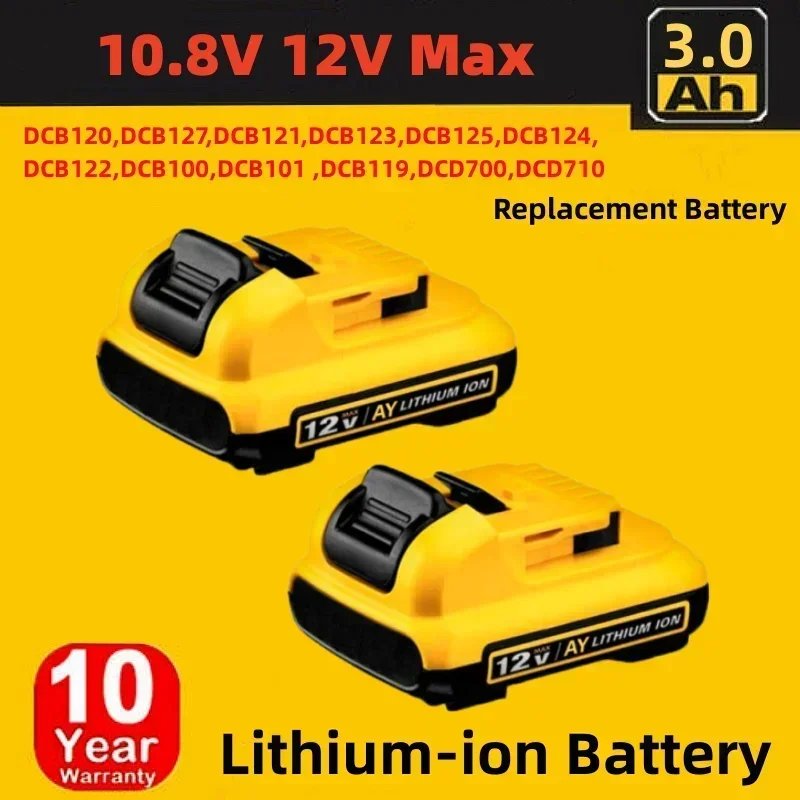 

3000mAh 12V Volt Max Lithium Ion Battery Replacement for DeWalt DCB120 DCB123 DCB122 DCB127 DCB124 DCB121 Rechargeable Batteries