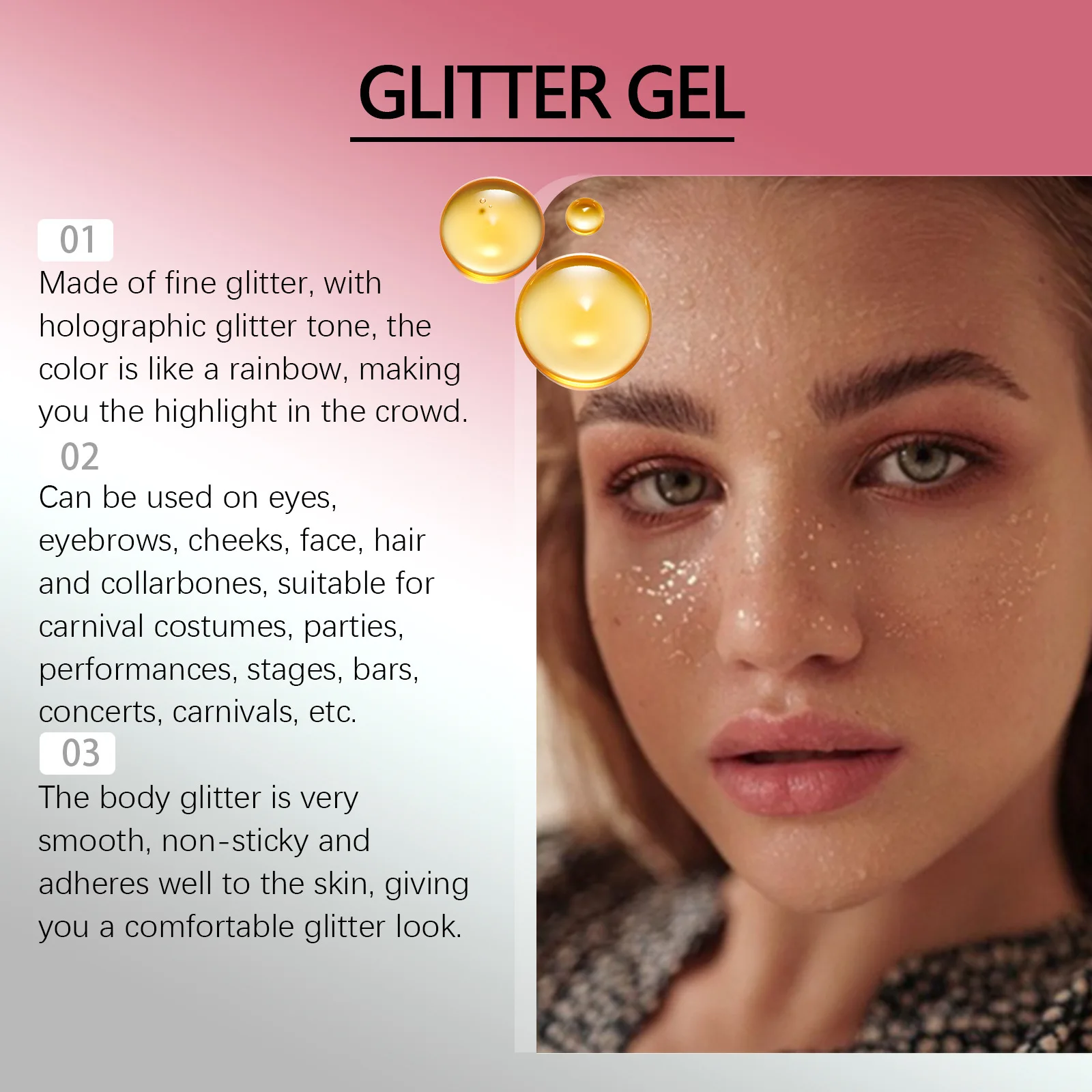 Mermaid Sequin Glitter Gel Body Long Lasting Shine Waterproof Chunky DIY Stage Party Face Hair Body Glitter Sparkling Makeup Gel 4