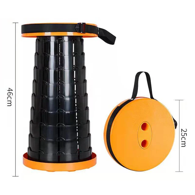 Telescopic Stool Retractable Stool Folding Chiar Fishing Chair Portable Camping Hiking Stool Outdoor Furniture Mini Chair Normal Orange-Black2