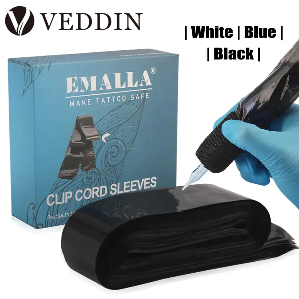 

125pcs Tattoo Clip Cord Sleeves Covers Disposable Black Blue White Tattoo Pen Bags Supply Tattoo Machine Cord Bag Accessories