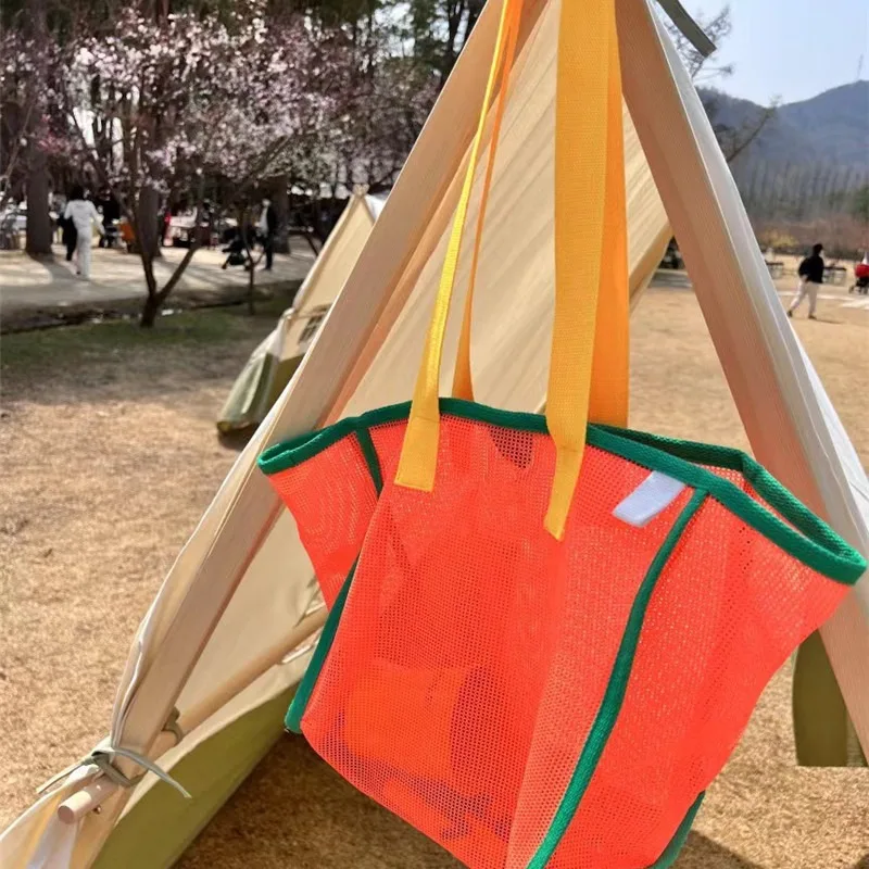 대용량 메쉬 비치백 수영용품 수납 가방 휴대용 목욕 가방 여행용 정리함 투명 싱글 숄더 핸드백