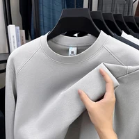 Trendy Men's Spring and Autumn Hoodie 2025 New Item Pure Cotton Long Sleeved T-shirt Men's Casual Versatile Base Shirt