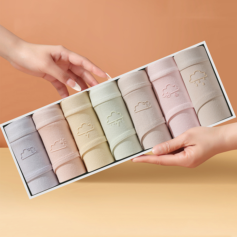 7PCS Week Pants Cotton Women Panties Breathable Solid Underwear Cute Girls Briefs Soft Underpants Sexy Low Waist Female Lingerie