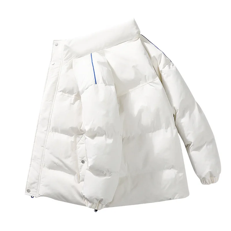 Winter Jackets Men Stand Collar Thicken Warm Parka Long Sleeve Solid Zipper Cotton-padded Jacket Coat Loose Casual New