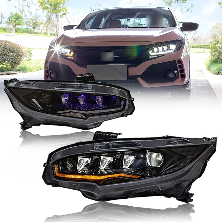 

DK Motion Modified Led Headlight For Honda Civic 10th Gen 2016 2017 2018 2019 2020 2021 2022 Car Front Light Headlamp