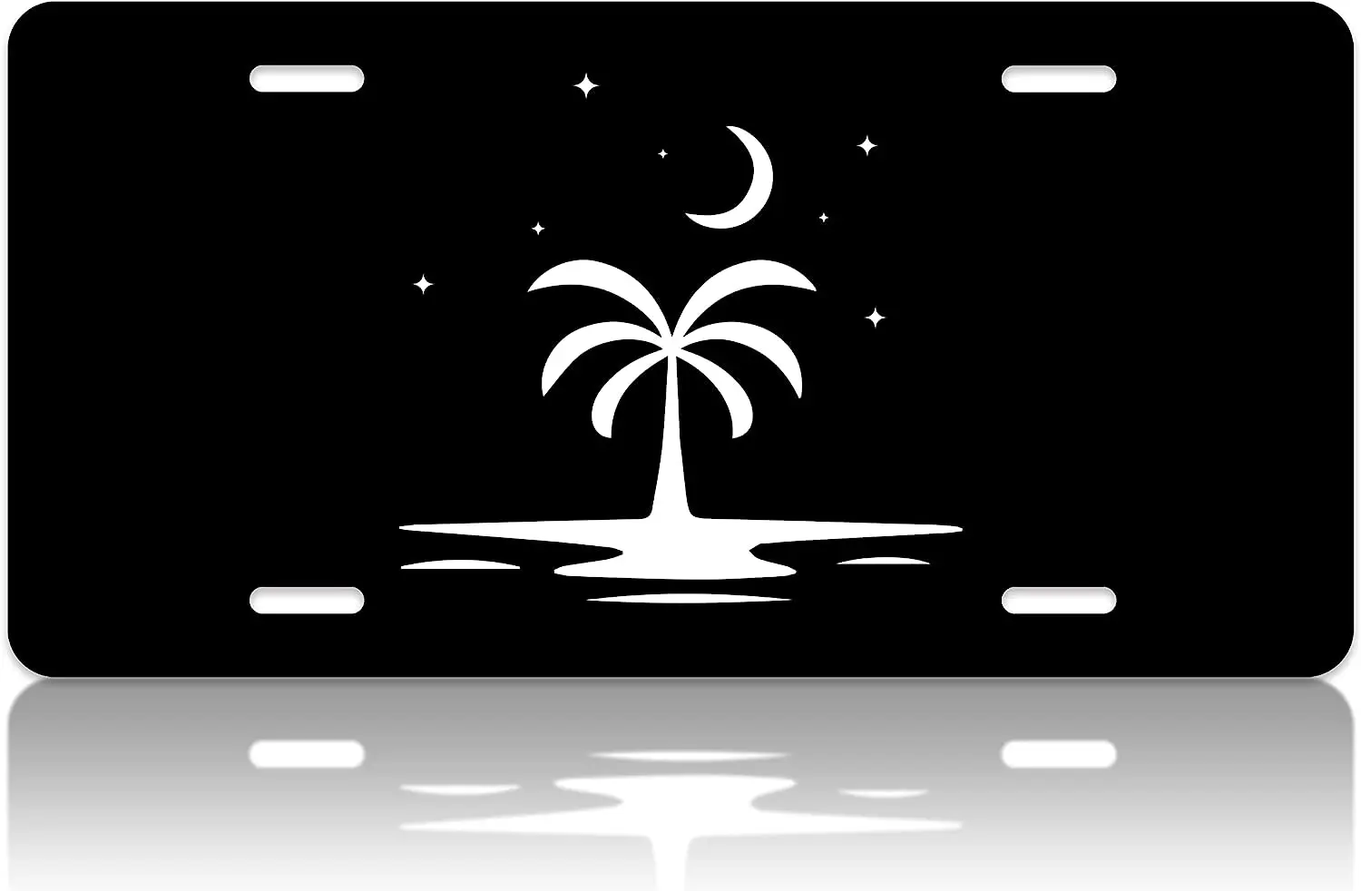 

Palm Tree Nighttime Stars Car Front License Plate Cover South Flag License Plate Metal Car Plates Tag 12x6 In Men Women