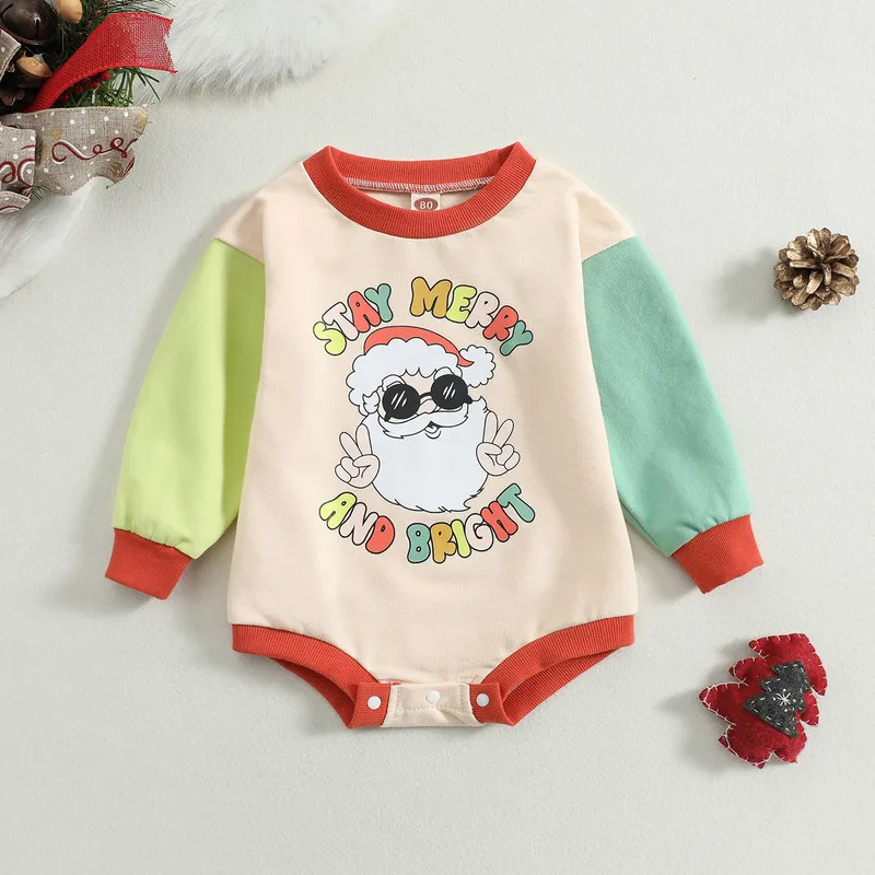 

Christmas Baby Boy Girl Clothes Fall Winter Bodysuit Cartoon Santa Claus Letters Long Sleeve Jumpsuits Baby Items 3 to 24 Months
