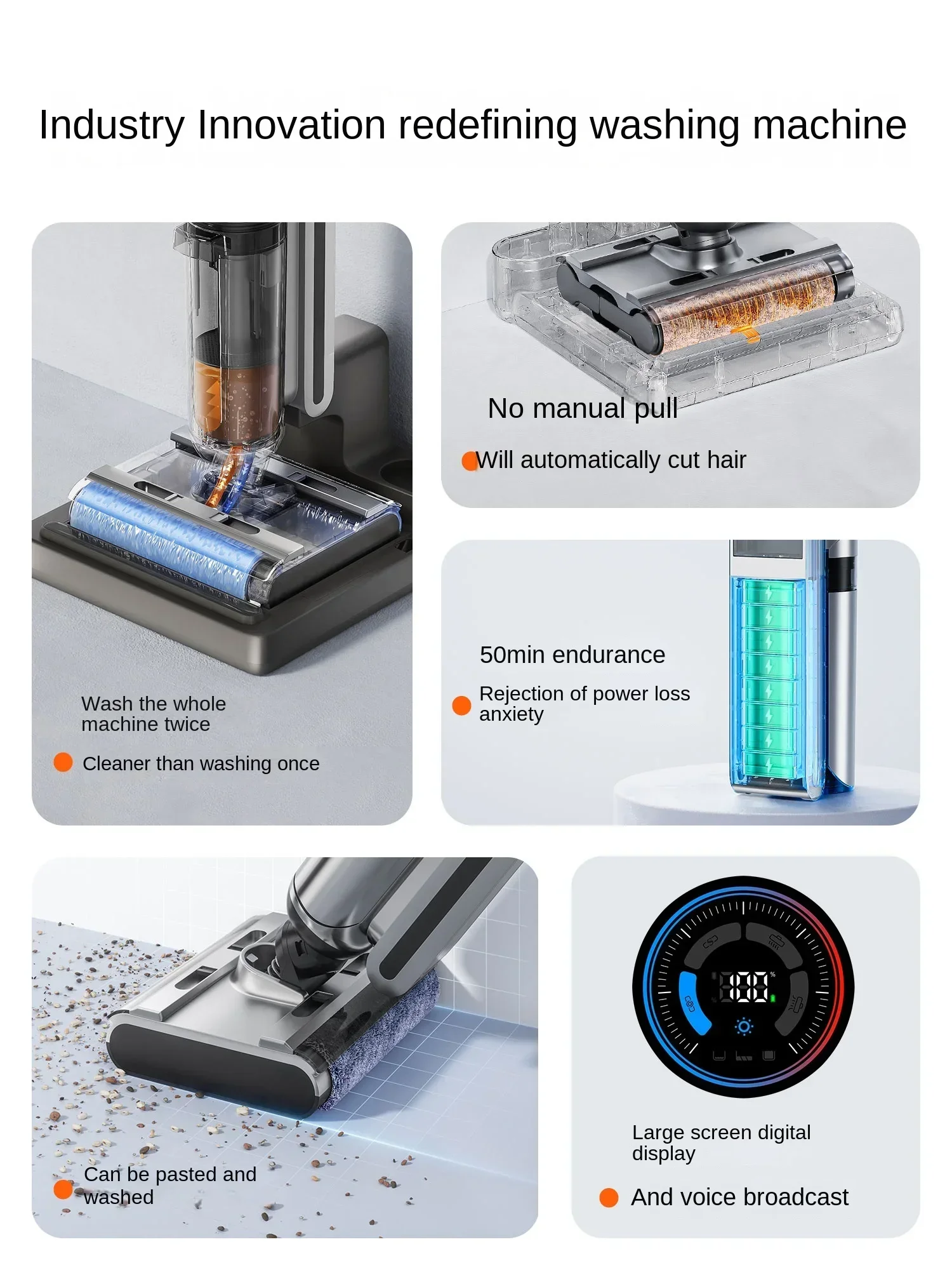 UWANT X200 Double Roller Brush Hot Water Floor Washer Welt Washing Drag Suction Drying Household Appliances 6