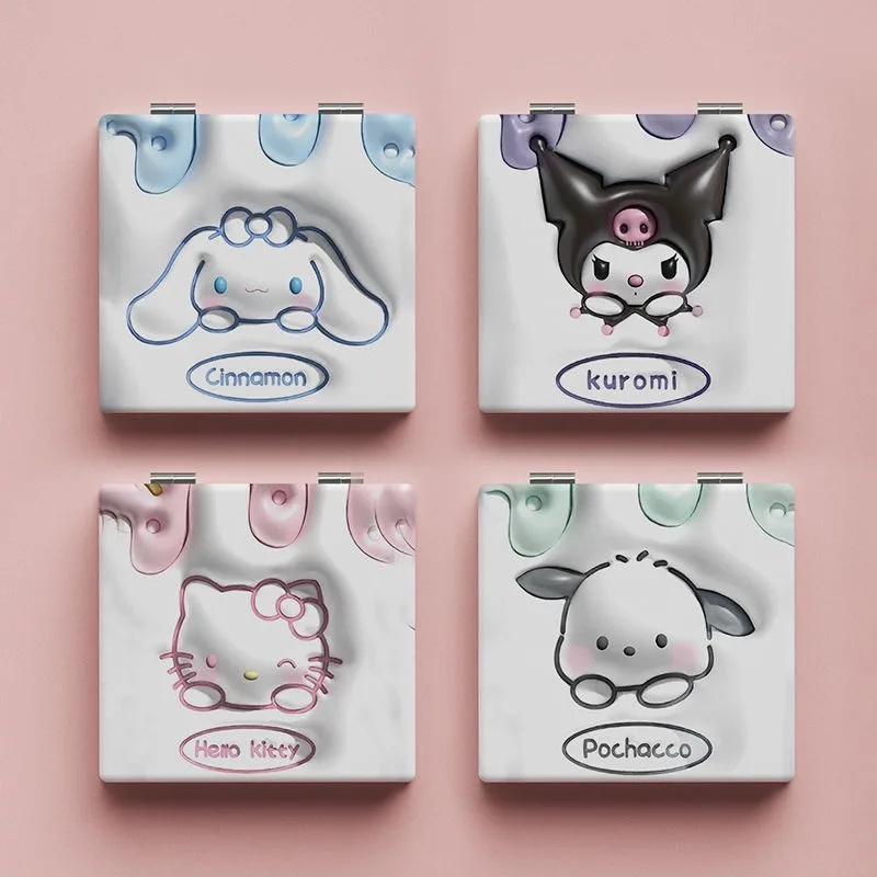 

Anime Sanrio Hello Kitty Cinnamoroll My Melody Kuromi Kawaii Portable Double Sided Fold Mirror Cosmetic Mirror Cute Girl Gift
